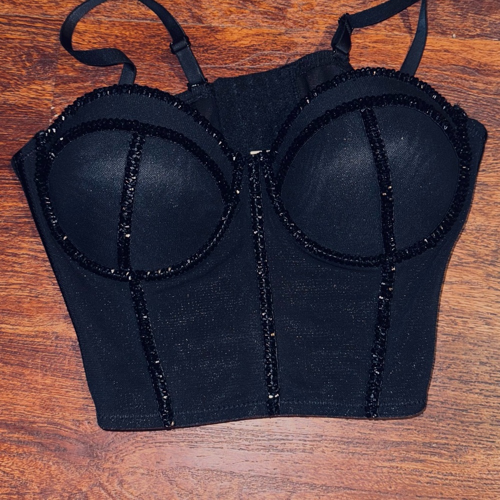 Black Sequin Embellished Women's Top